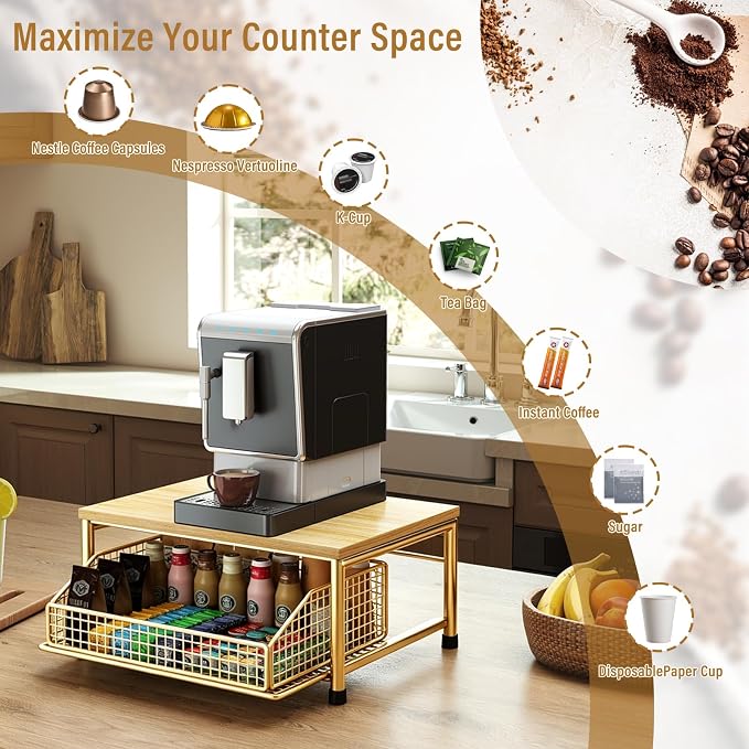 Funecy Coffee Pod Drawer Holder, Coffee Machine Storage Rack, Home Kitchen - Image 4