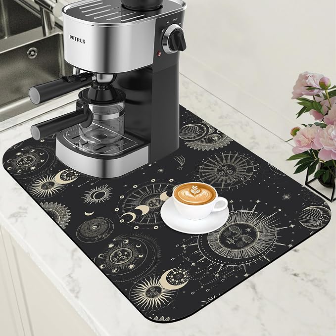 Moon Sun Zodiac Coffee Mat Absorbent Astrology Dish Drying Mat by Unknown