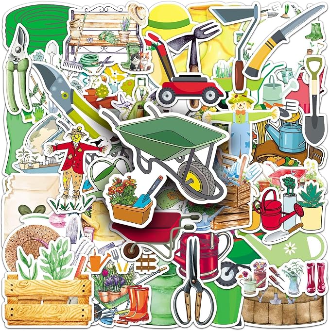 51Pcs Gardening Tools Stickers, Waterproof Vinyl Cute Garden Decals - Image 3
