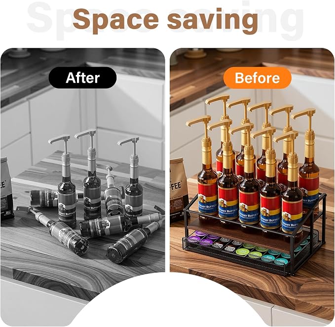 kimilus Coffee Syrup Rack Organizer, 3-Tier 10 Bottle Syrup Rack - Image 7