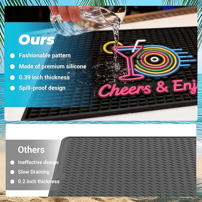 Neon Tiki Black Bar Mat 18 x 12 Inch - Image 4