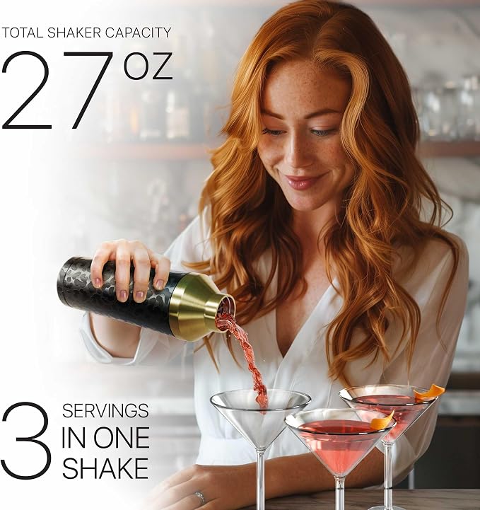 BARE BARREL Insulated Cocktail Shaker Set | Double Wall Stainless Steel | - Image 3