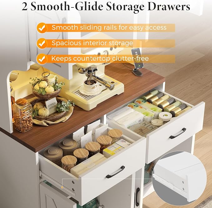 VK·LIVING 71" Kitchen Pantry Cabinet, Farmhouse Storage Cabinet - Image 7