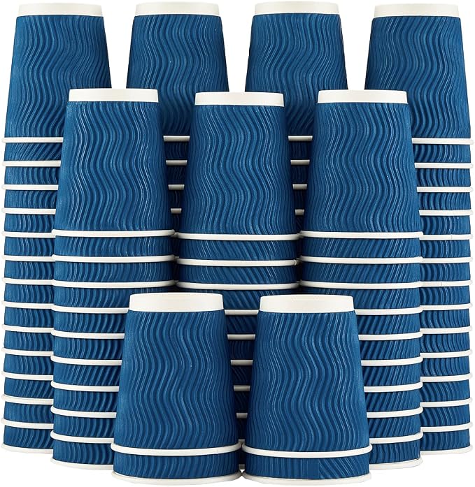 Lamosi 120 Pack 8 oz Disposable Coffee Cups, Insulated Corrugated Paper Cups by BuyNow