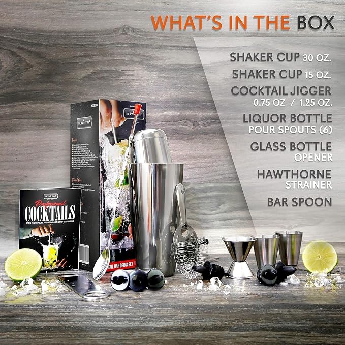 NutriChef Mixology Bartender Cocktail Shaker Set - Image 8