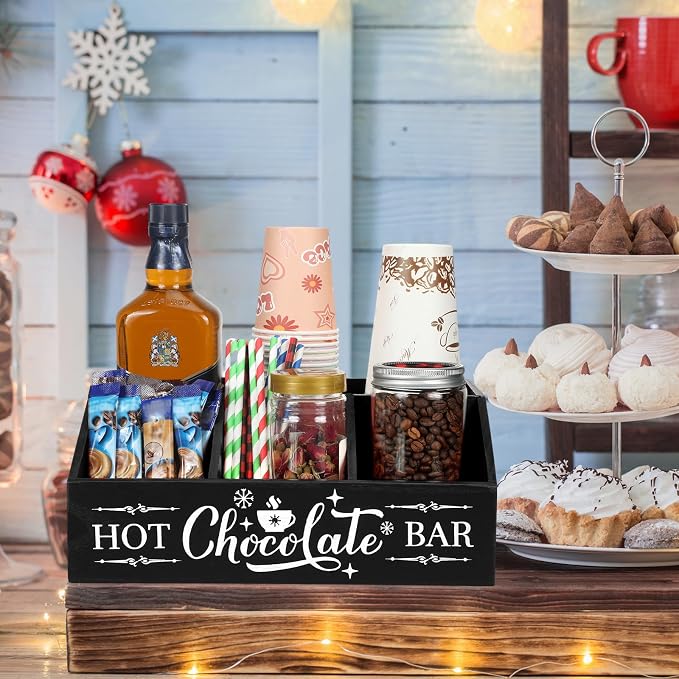 Barydat Christmas Hot Cocoa Bar Wood Coffee Station Organizer Countertop - Image 4