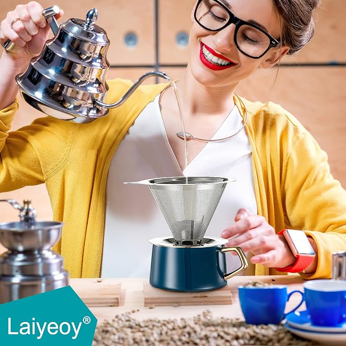 Laiyeoy Pour Over Coffee Dripper, Slow Drip Paperless Coffee Filter, Stainless - Image 7