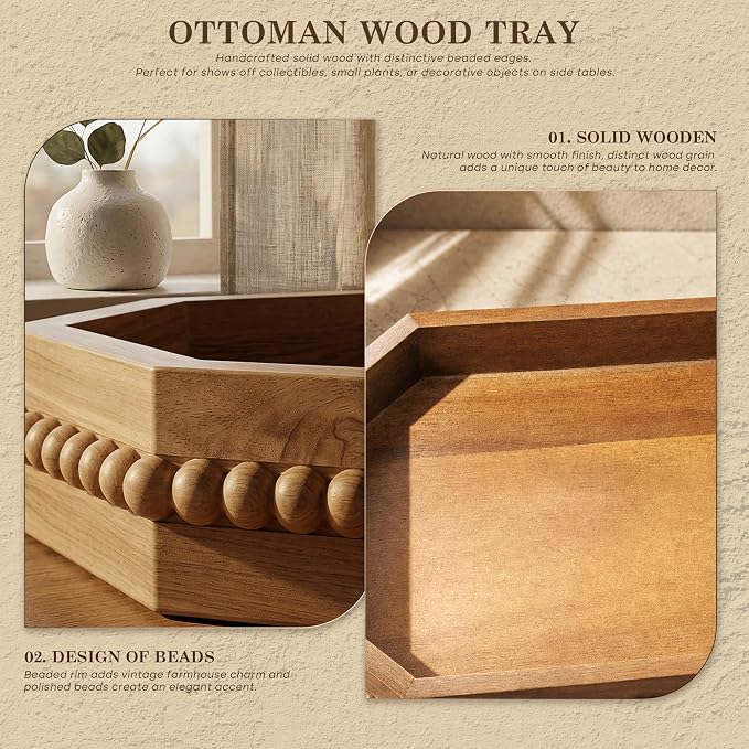 EOSAHR Acacia Wood Rustic Decorative Tray - Image 6