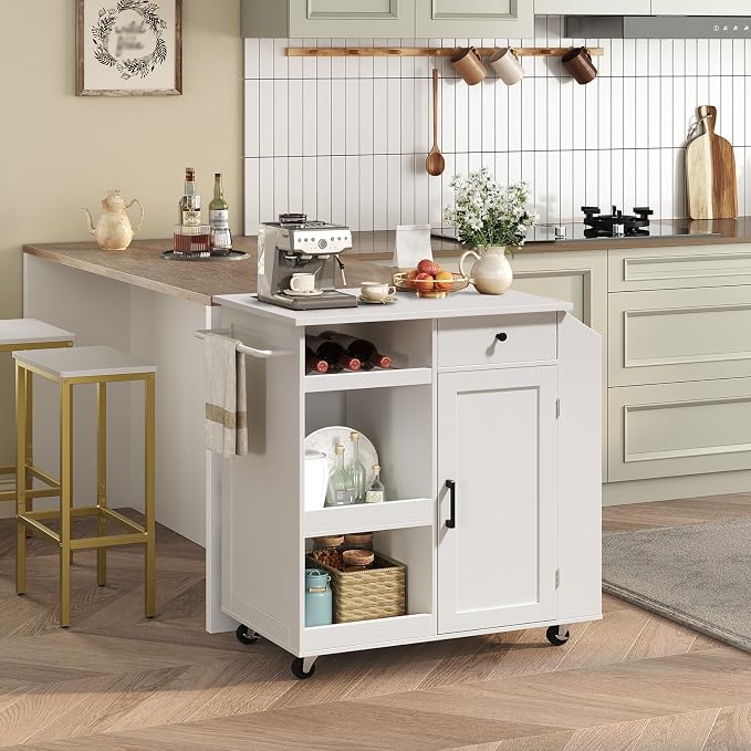MAHANCRIS Kitchen Island with Power Outlet, Kitchen Storage Island with Drawer - Image 4