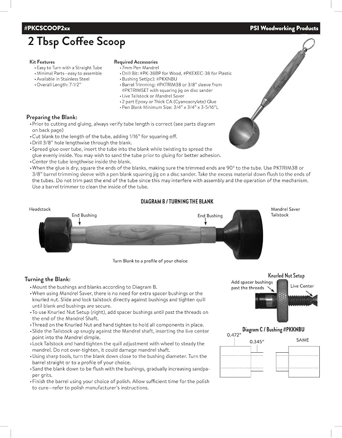 PSI Woodworking PKCSCOOP2 Coffee Scoop Kit Woodturning Project - Image 2