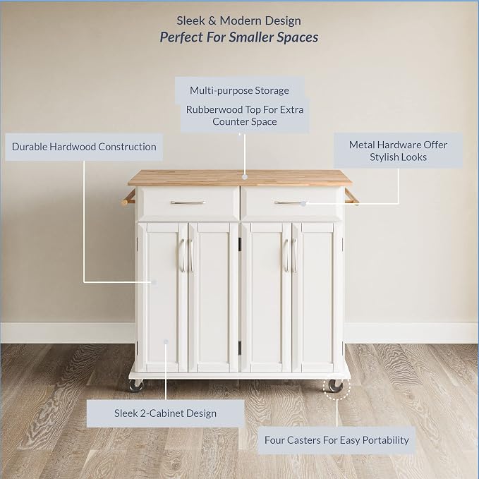 BELLEZE Rolling Kitchen Island Cart on Wheels - Image 3