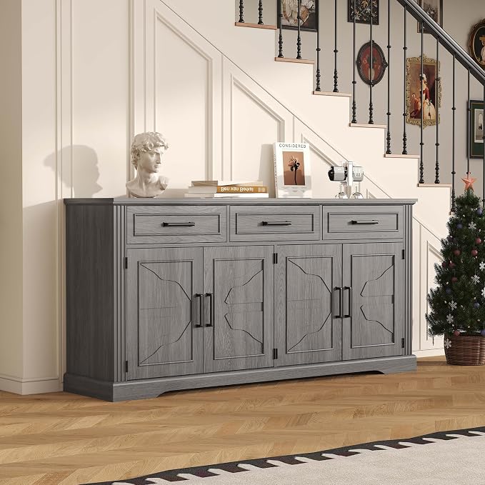 Garvee 66" Modern Farmhouse Sideboard Buffet Cabinet - Image 7