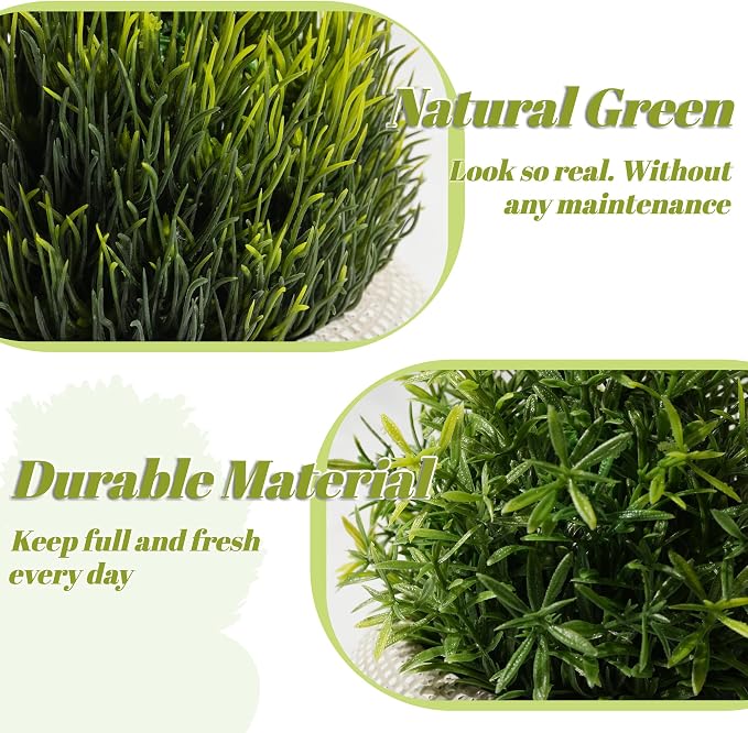 2 Pack Small Fake Plants in Cement Planter - Image 3