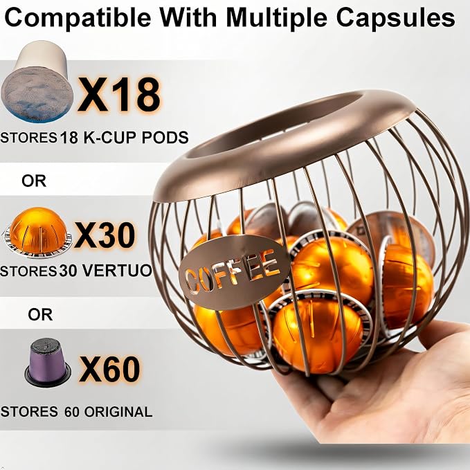 Brown Coffee Pod Holder Basket Compatible - Image 4
