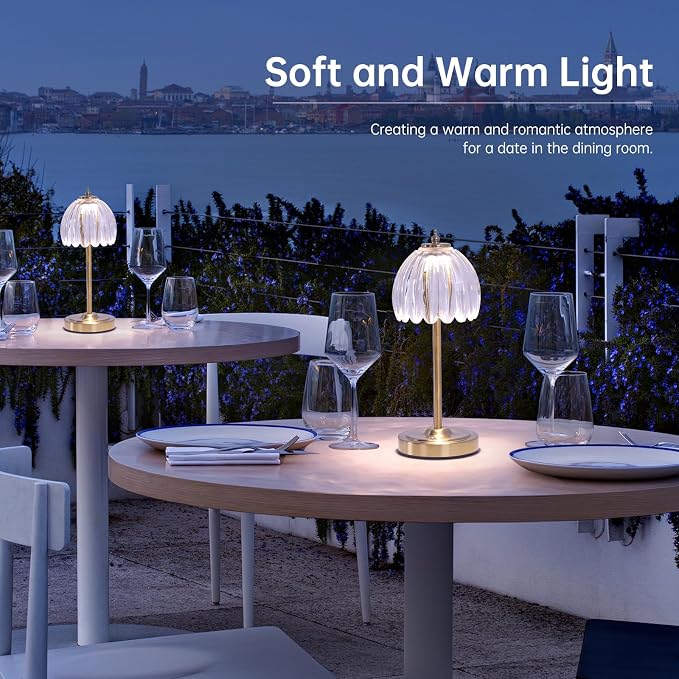 Shenmoyl Tulip Table Lamp with 5000mAh Battery & Touch Control, Cordless Table - Image 5
