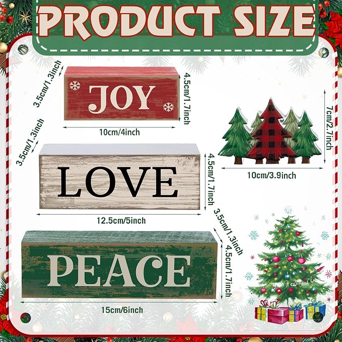 Lineshading 4 Pcs Christmas Table Decor Christmas Tree Centerpiece Joy Peace - Image 3