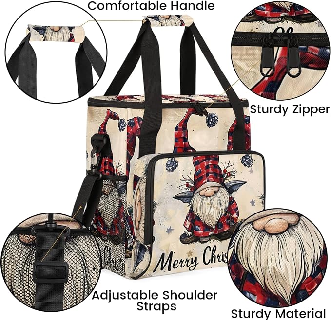 Christmas Gnome Coffee Maker Carring Bag, Large Insulated Storage Organizer - Image 6