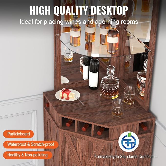 VEVOR Corner Industrial Bar Cabinet, Wine Table - Image 7