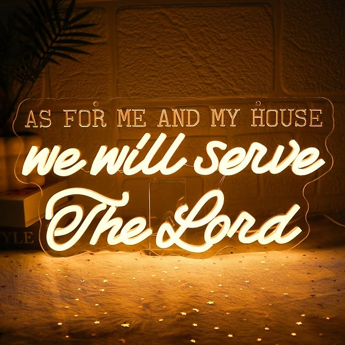 Christian Neon Sign for Wall Decor Dimmable As for Me And My House We Will by Unknown