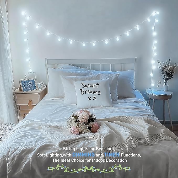 JMEXSUSS 100 LED White String Lights Indoor, Connectable Globe String Lights - Image 7