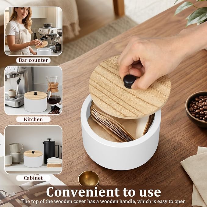 Coffee Filter Holder, Wooden Large Capacity Rustic Coffee Filter Storage Case - Image 7