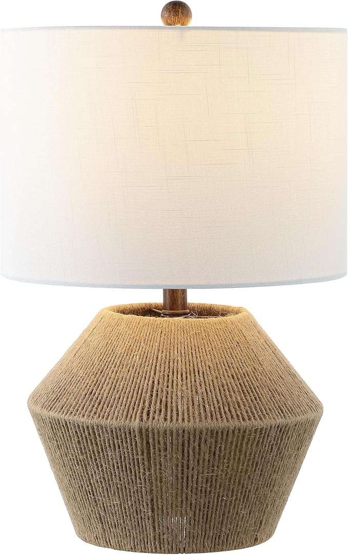 JONATHAN Y 21.75" Brown Rope Coastal Rustic Table Lamp, Farmhouse Iron Lamp by JONATHANY