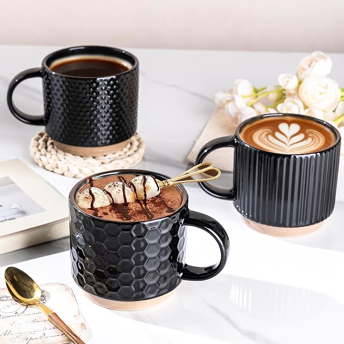 GBhome 12OZ Stackable Coffee Mugs Set of 6, Ceramic Coffee Mugs - Image 6