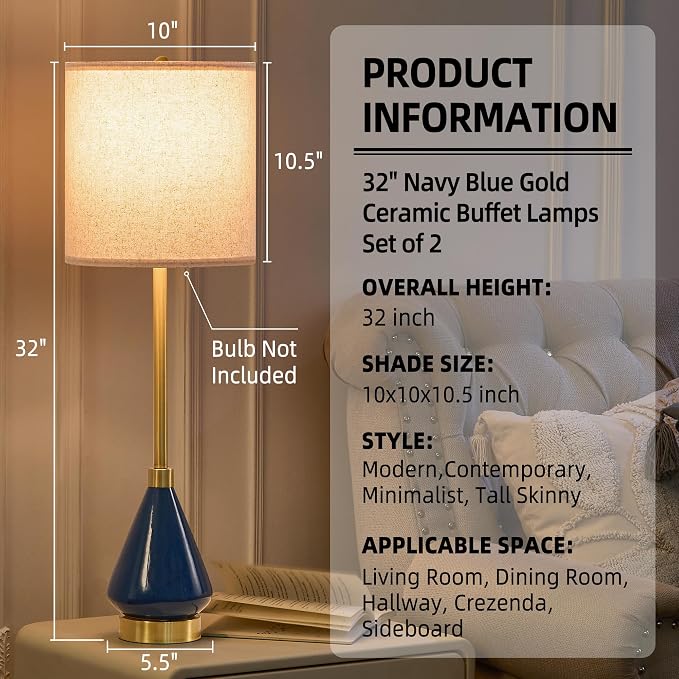 32" Gold Buffet Lamps Set of 2 - Image 2