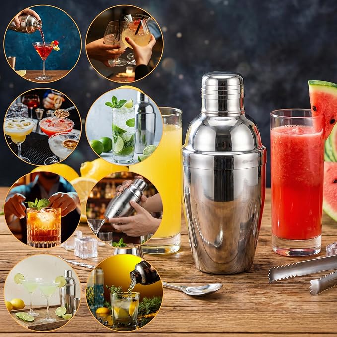 4 Pcs Mini Cocktail Shaker, 8 oz Professional Stainless Steel Martini Drink - Image 5