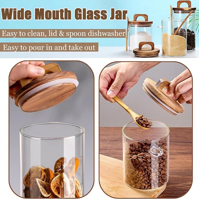Coriario Glass Jar with Lid and Spoon 24&27&32 OZ Coffee Tea Sugar Canister Set - Image 3