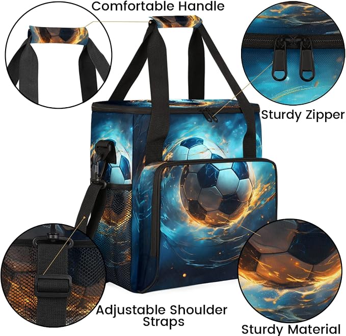 Funny Soccer Coffee Maker Carring Bag, Large Insulated Storage Organizer Case - Image 6