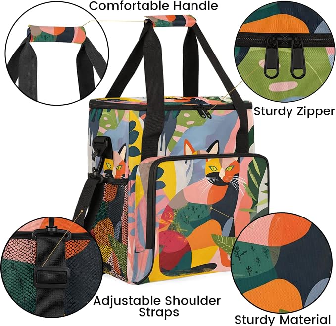 Cat Tropical Palm Leaves Coffee Maker Carring Bag, Large Insulated Storage - Image 6
