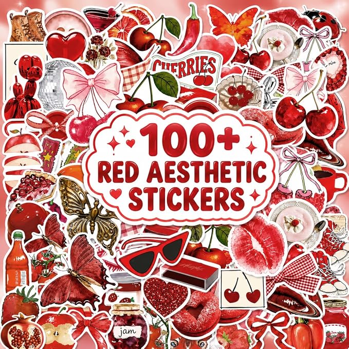 100Pcs Aesthetic Cherry Girls Stickers, Waterproof Vinyl Sticker - Image 2