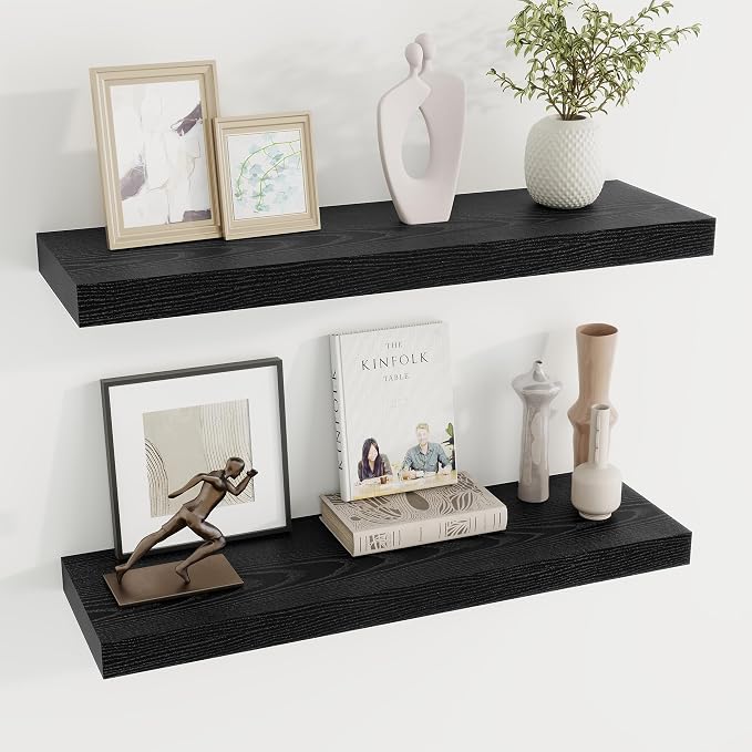 Dreamland 30 Inch Long Floating Shelves in White, 8 Inch Deep Floating Shelf by Dreamland