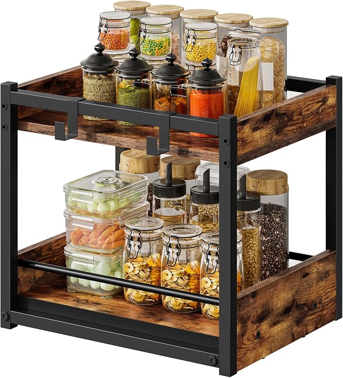 HOOBRO Kitchen Countertop Organizer, Corner Shelf Organizer, 2-Tier Spice Rack - Image 7