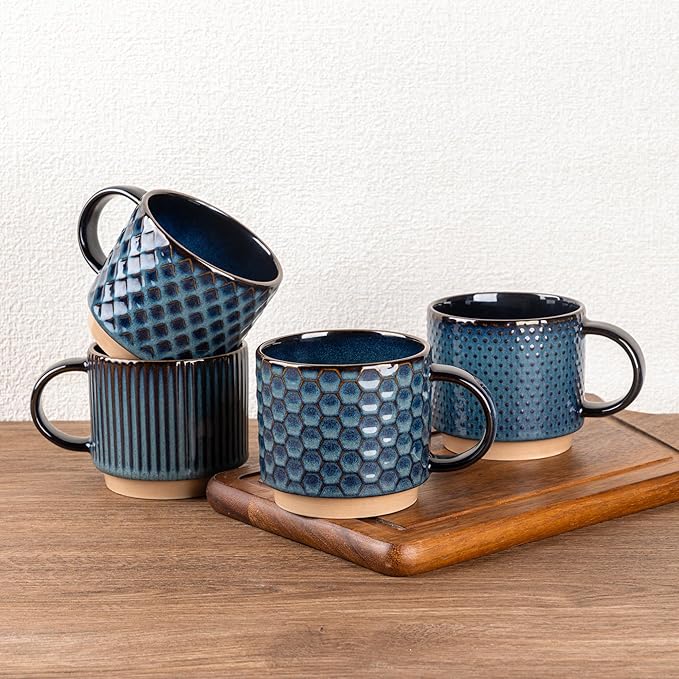 GBhome 12 OZ Stackable Coffee Mugs, Ceramic Coffee Mugs by GBhome