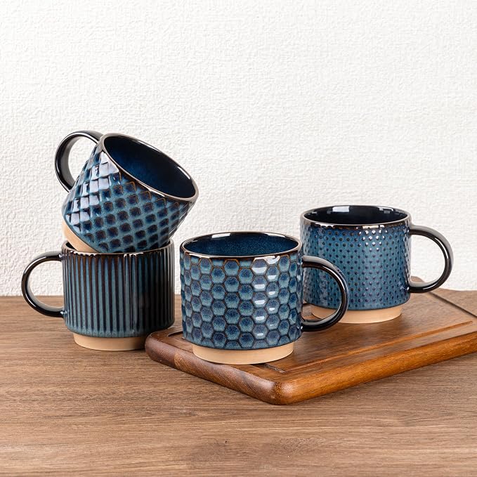 GBhome 15OZ Stackable Coffee Mugs, Ceramic Coffee Mugs by GBhome