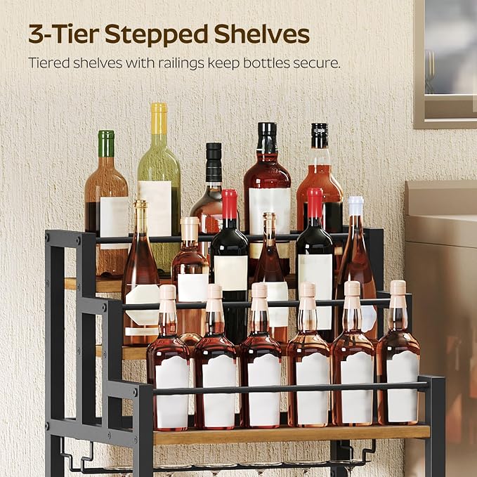 YATINEY Bar Cart, 3 Tier Home Bar Serving Cart - Image 6