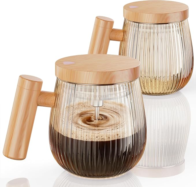 Mihoho Electric Self Stirring Coffee Mug 2Pcs Set, 400ml Mixing Mug, High Speed by Mihoho