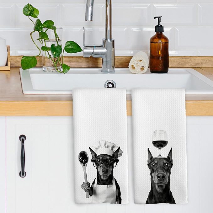 Funny Doberman Pinscher Hand Towels, Doberman Pinscher Gifts - Image 3