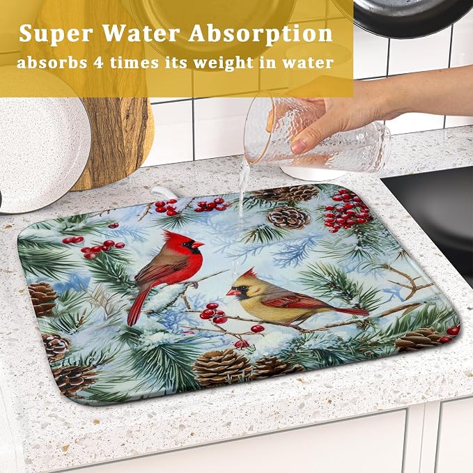 Winter Birds Dish Drying Mats 16x18 Inch - Image 7