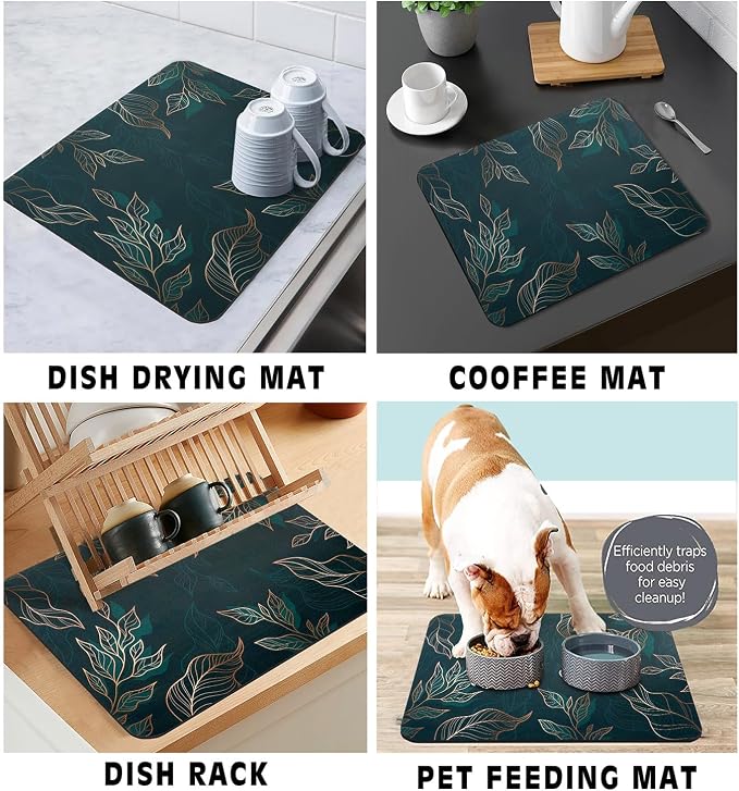 Coffee Bar Mat Rubber Dish Drying Mat - Image 4