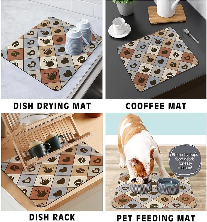Coffee Bar Mat Rubber Dish Drying Mat - Image 4