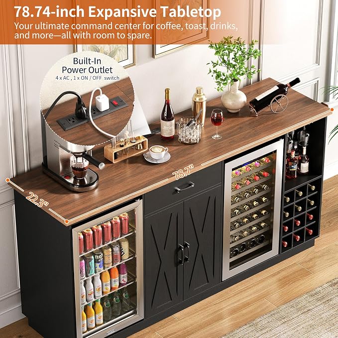 78.74" Large Coffee Bar Cabinet - Image 3