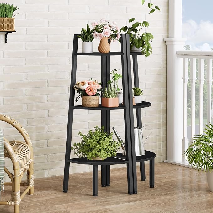 Hoctieon Corner Shelf, 3-Tier 40" Tall Corner Bookshelf, Rustic Ladder Shelf - Image 7