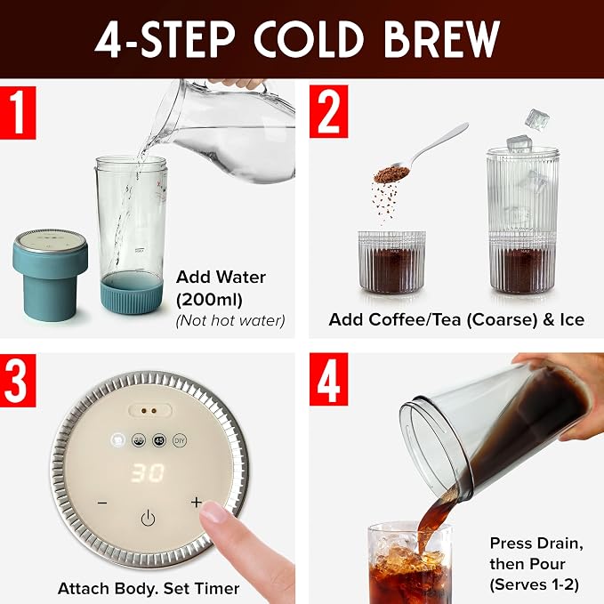 Mueller RapidBrew Cold Brew Iced Coffee Maker – 10 Min Fast Brew Portable - Image 5