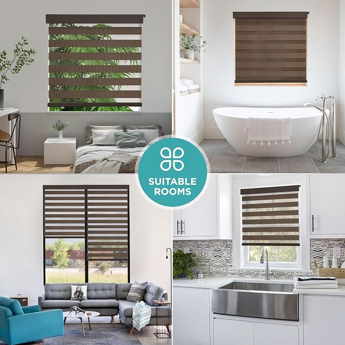 Joydeco No Drill Zebra Blinds for Windows, Cordless Day & Night Dual Sheer - Image 8
