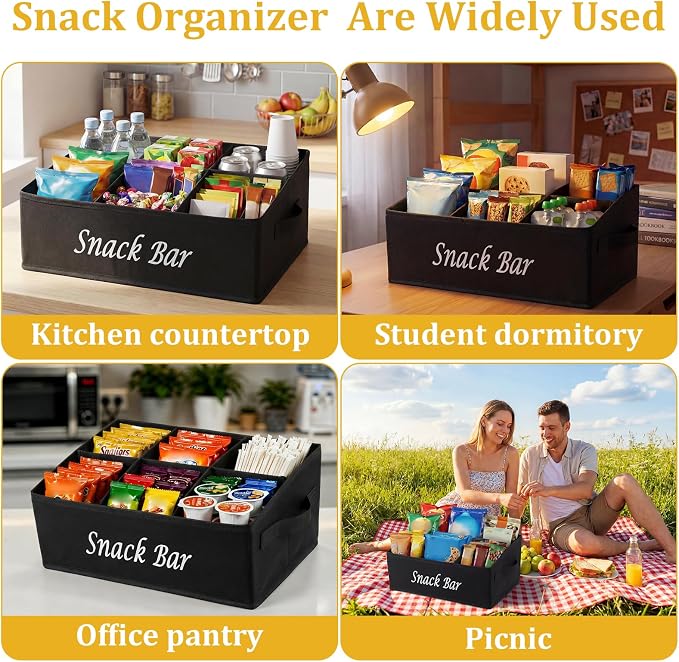 Snack Organizer for Countertop, 6 Compartment Snack Bin, Portable Snack Bar - Image 3