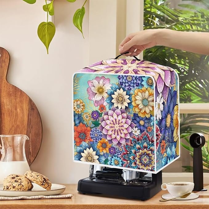 Mandala Flowers Coffee Maker Machine Dust Cover - Image 5
