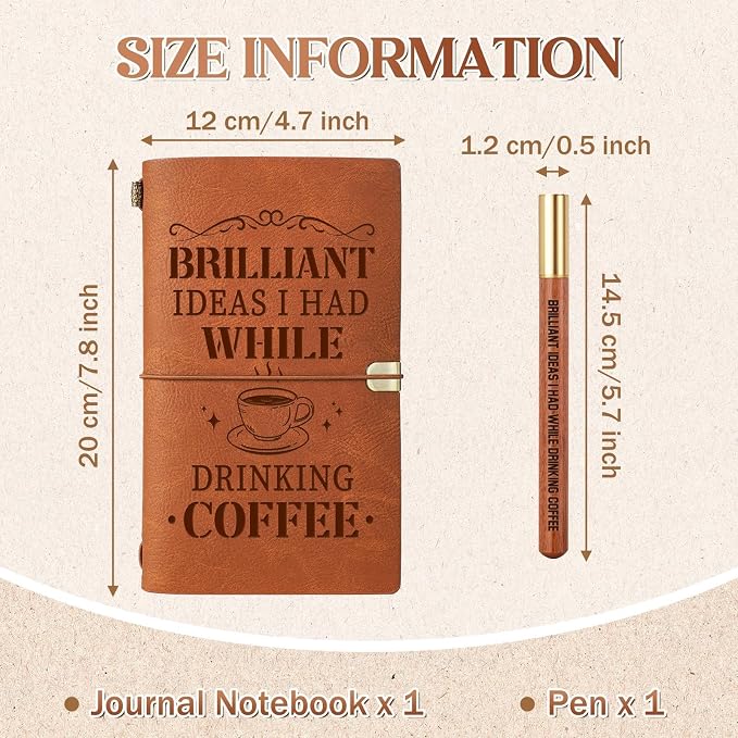 Coffee Gifts, Coffee Lovers Leather Journal - Image 5
